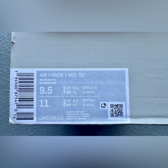 Nike Air Force 1 Mid ‘07 | White/White | Size 9.5 | - Picture 8 of 9